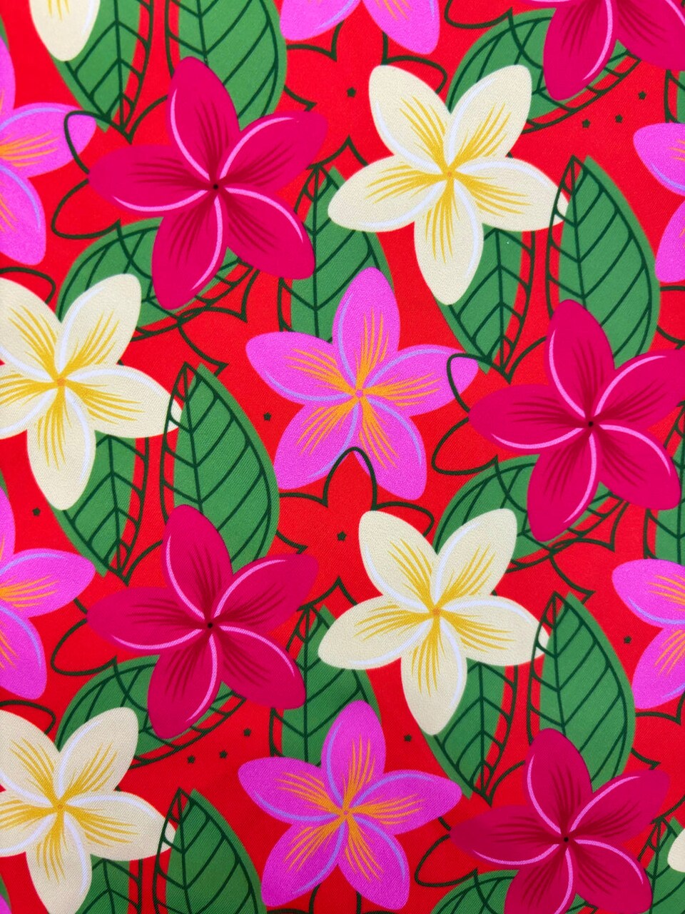 1 Yard Tropical Hibiscus Printed Spandex Fabric Four-Way Stretch Material 58/60 Inches Wide